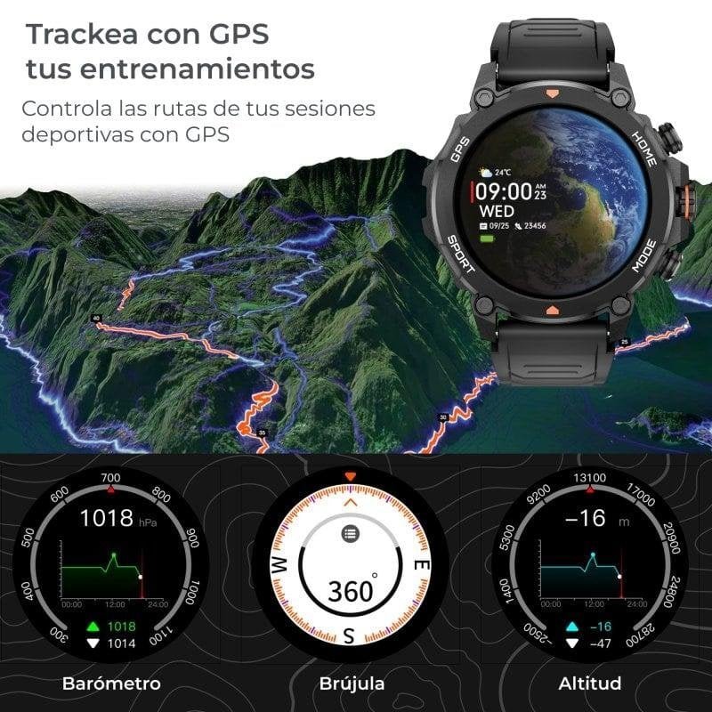 Reloj Smartwatch Ksix Explorer GPS Pantalla AMOLED 1,43 5ATM negro Usado *