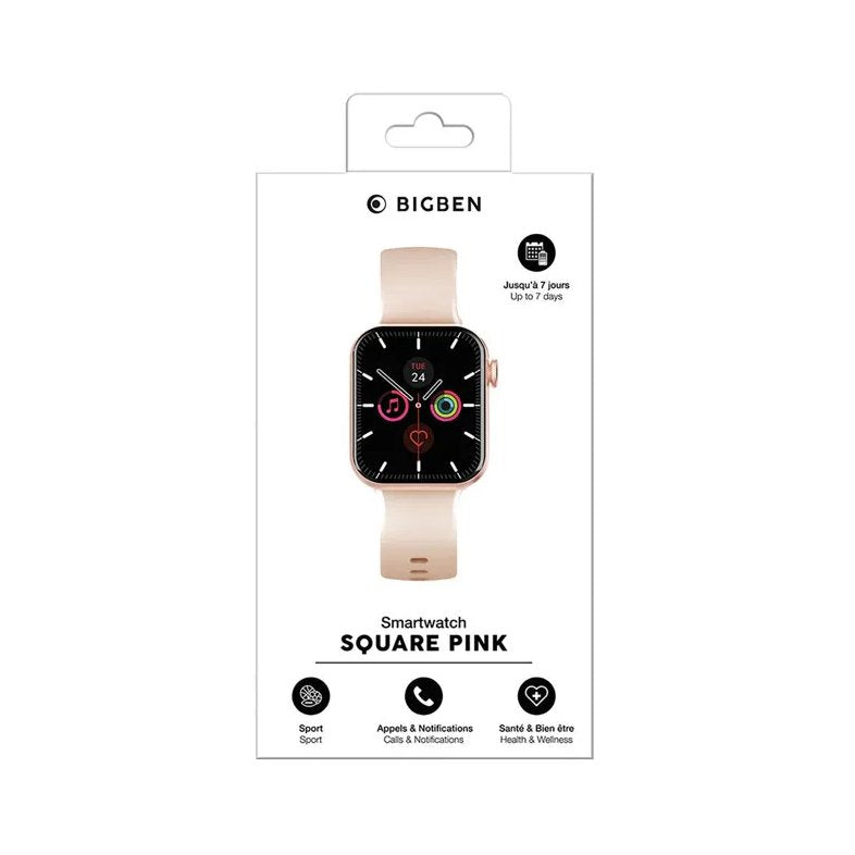 Reloj Smartwatch BigBen Connected Square Bluetooth IP67 Rosa/Oro Rosa