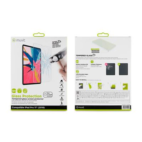 Protector de pantalla Muvit para Apple iPad Pro 11» 2018 vidrio templado plano