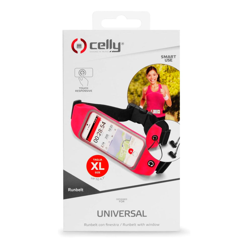 Cinturón Celly ESRUNBDUOXXLPK Run Belt Duo Riñonera para Smartphone 6.5» rosa