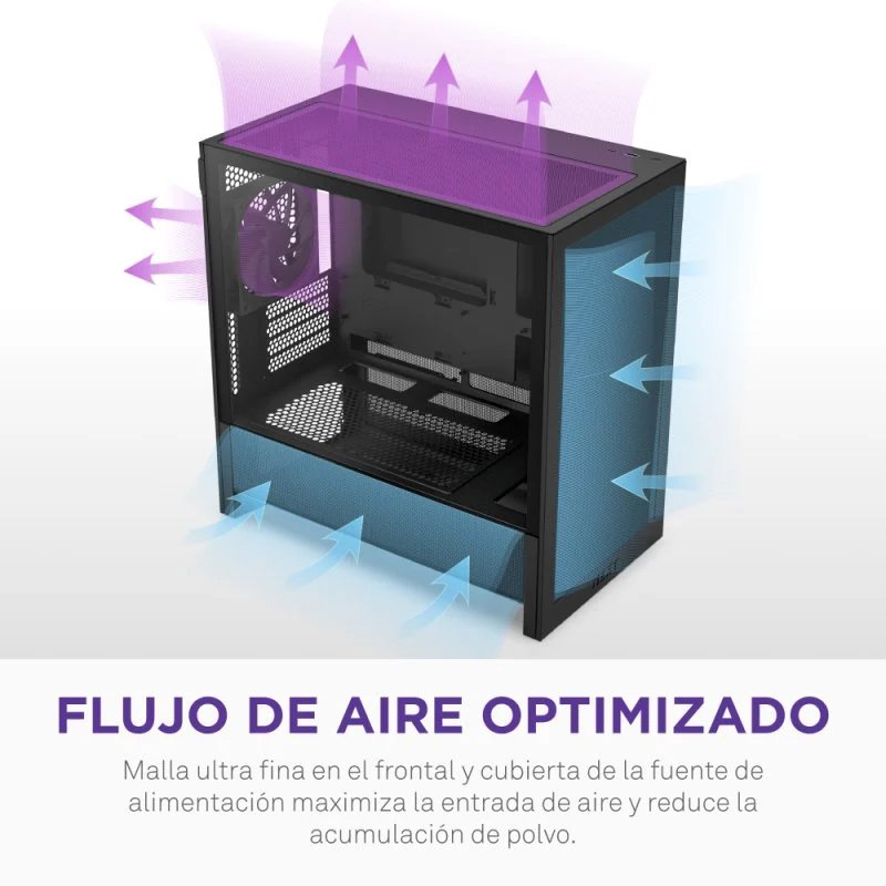 Torre completa Midi Tower H3 Flow Negro Vidrio Templado negra
