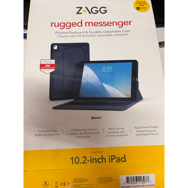 ZAGG rugged messenger Funda Teclado iPad 10,2» Negro Usado *Tiene desgastes piel
