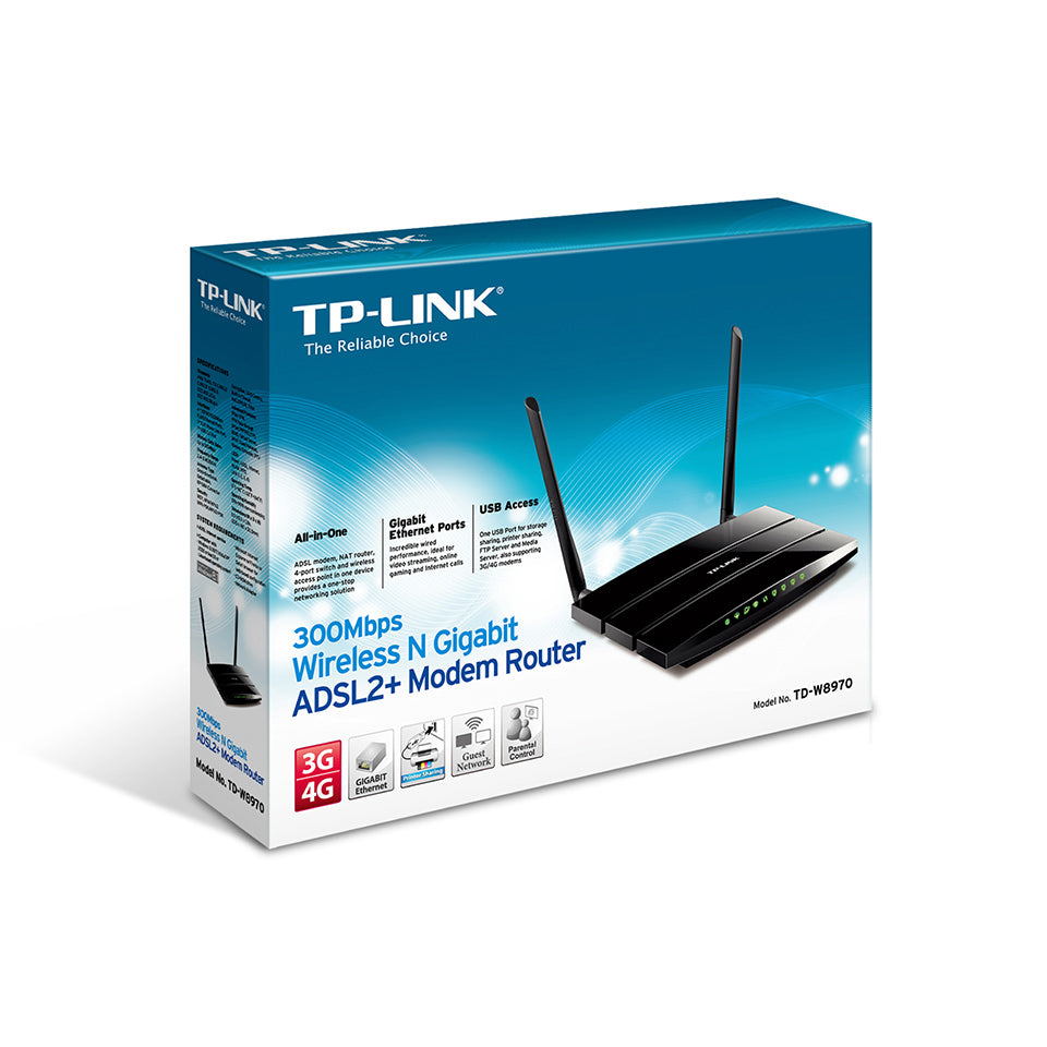Módem router TP-Link TD-W8970 ADSL2+ Gigabit e Inalámbrico N a 300Mbps