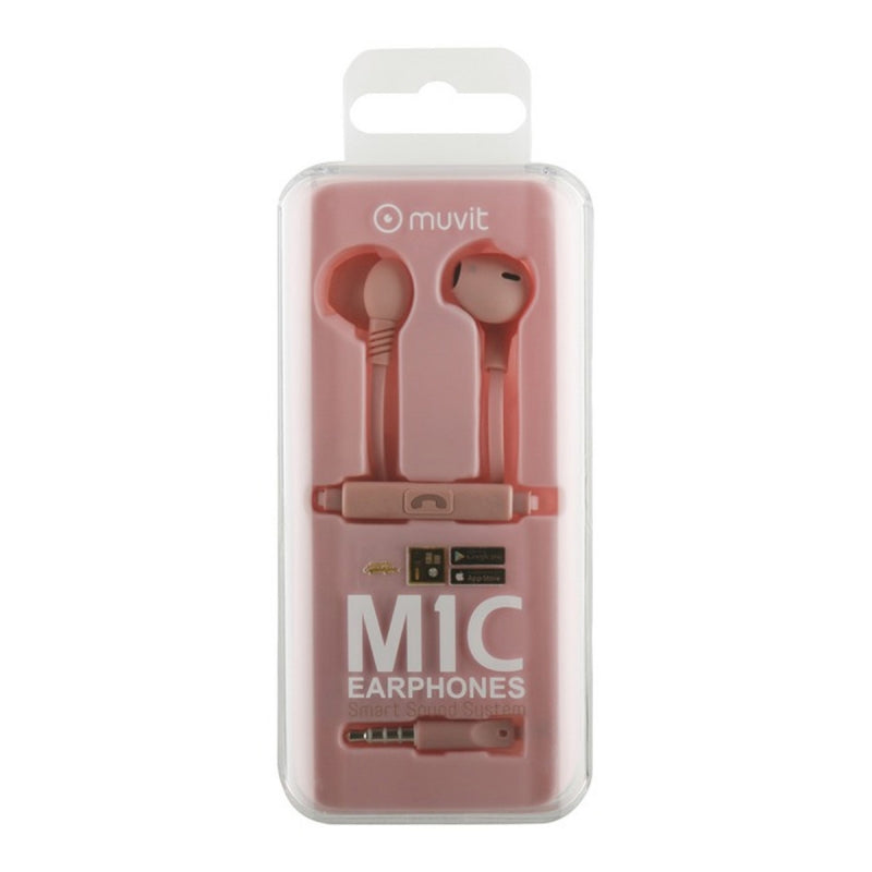 Auriculares Muvit estéreo M1C 3.5mm rosa