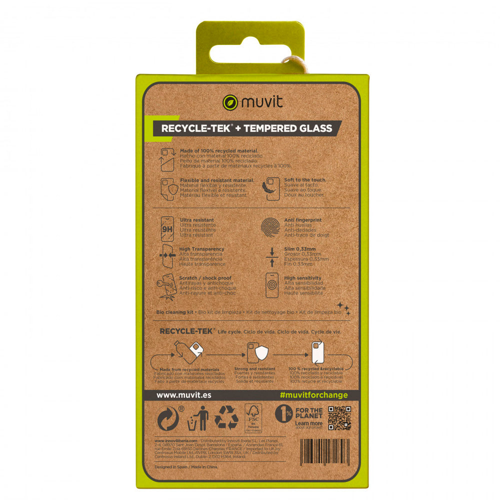 Muvit for change funda Apple iPhone 15 + protector de pantalla vidrio templado