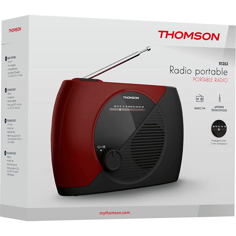 Radio Portátil Analógica FM Thomson RT353 Negra/Roja