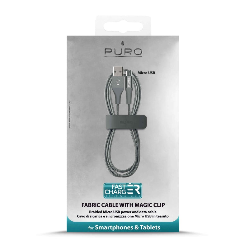 Cable PURO USB-Micro usb 2,4A 1m gris.