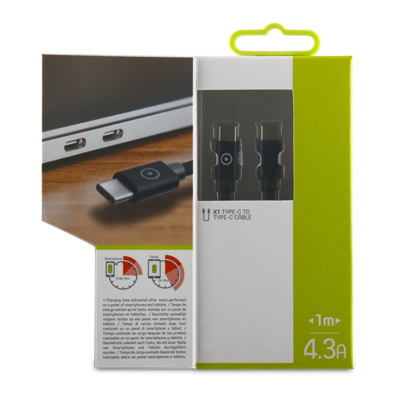 Cable Muvit Tipo C 3.0 a Tipo C 3.0 5GBPS 4.3A E-mark 1m negro
