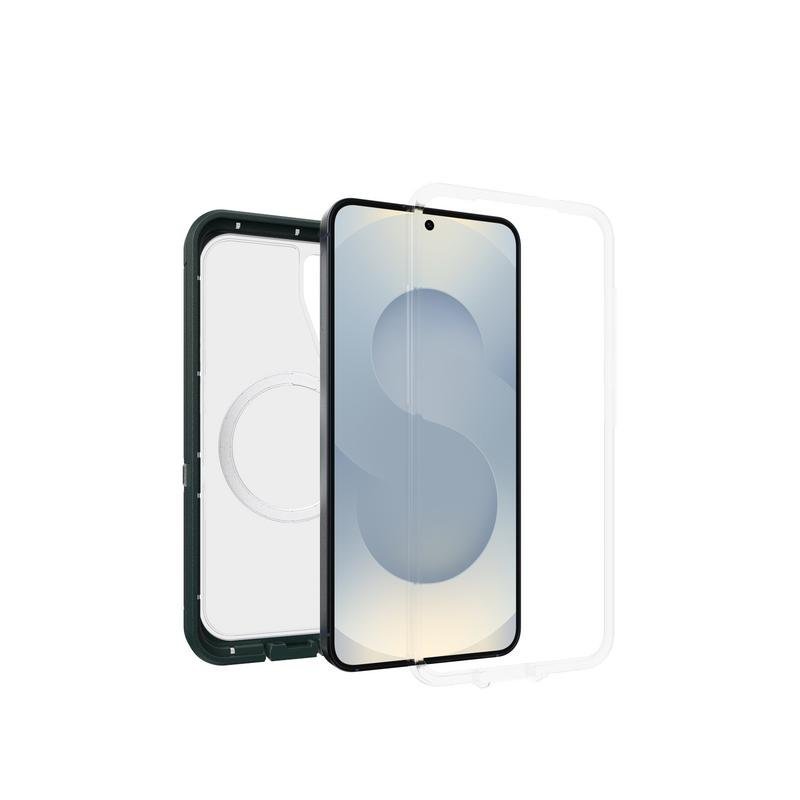 Funda Defender XT Cover plástico verde transparente con imanes para Galaxy S25