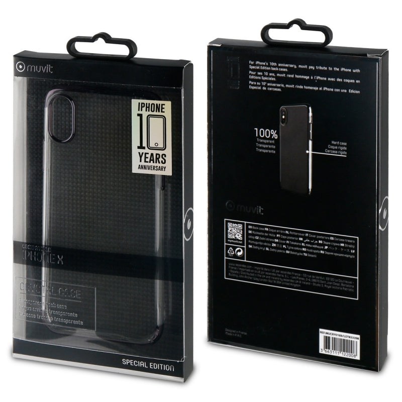 Carcasa Muvit Cristal Apple iPhone Xs/X bordes electoplating negra.