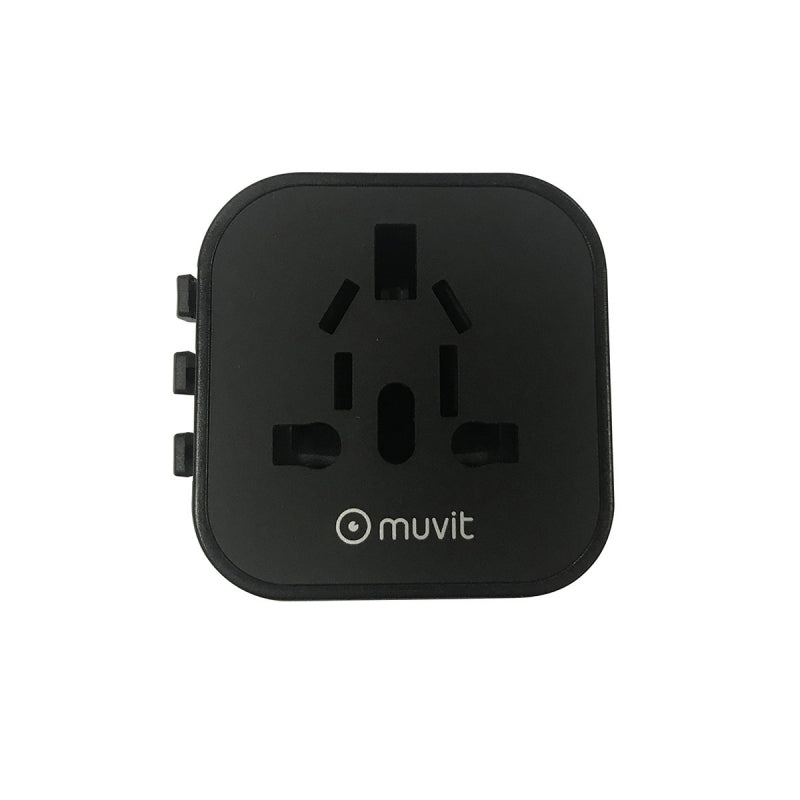 Adaptador viaje universal Muvit (EU,UK,US,AU) negro