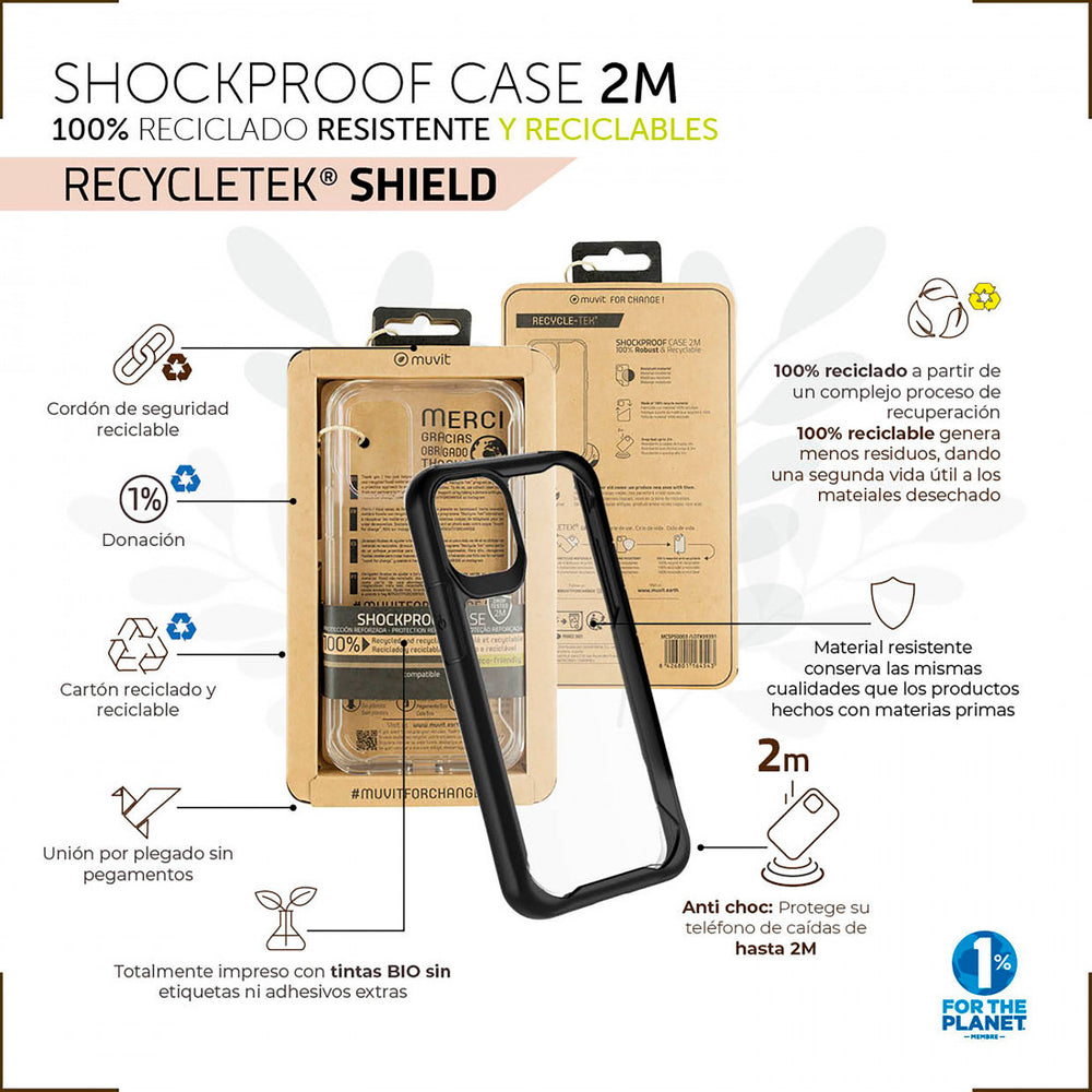 Funda Muvit for Change Shockproof 2m Transparente para Apple iPhone 14 Pro