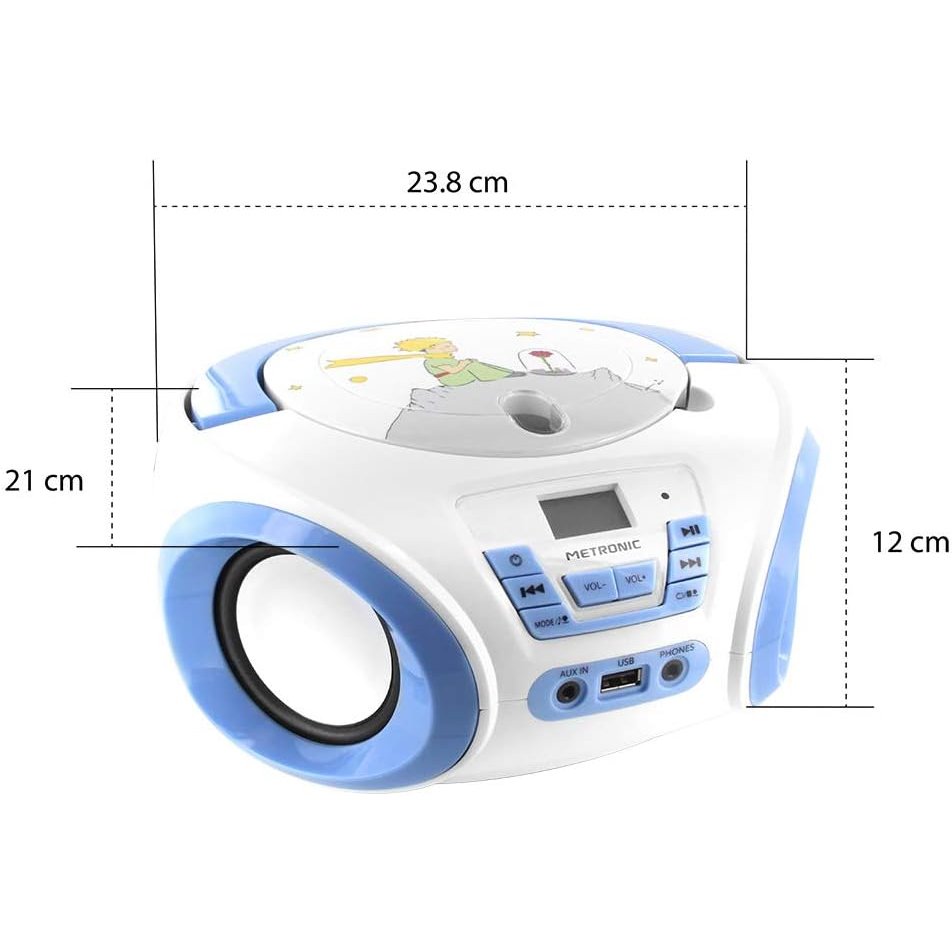 Radio CD Metronic El Principito Reproductor CD portátil toma USB para MP3 Usado