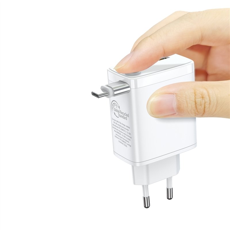 Cargador de Pared Muvit for Change Retráctil Tipo C PD 30W blanco Usado