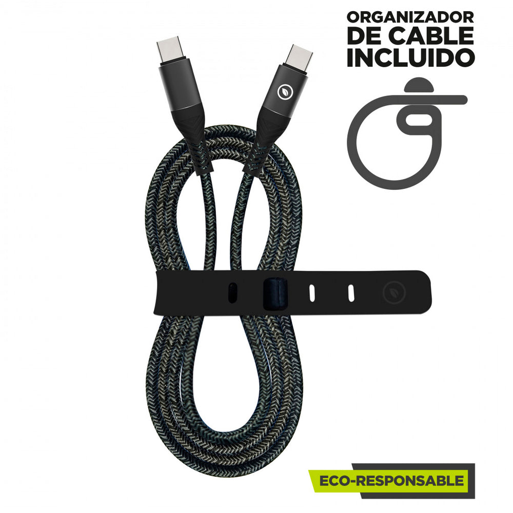 Cable Muvit for Change Tipo C a Tipo C 5A/100W 1.2m resistente negro