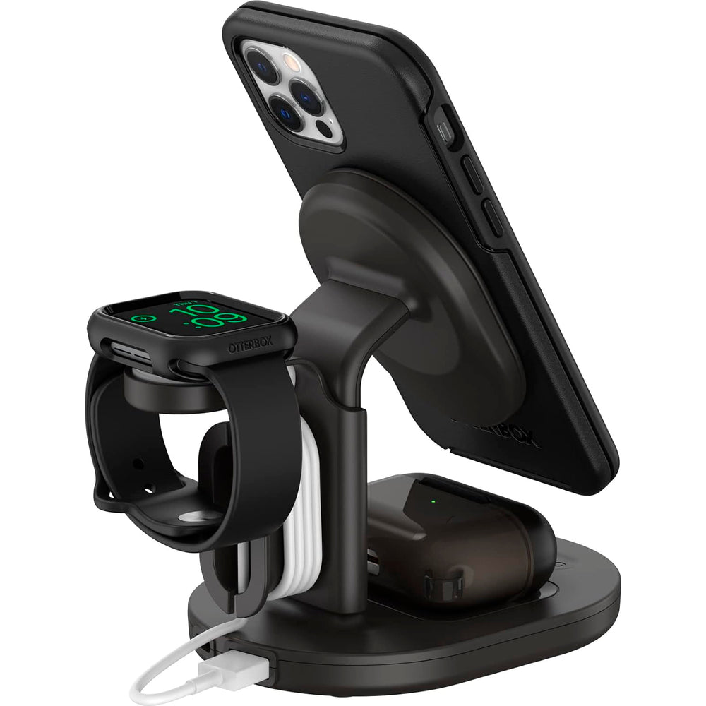 OtterBox Soporte Cargador Inalámbrico 3 en 1 Magsafe para iPhone AirPods y Apple Watch negro