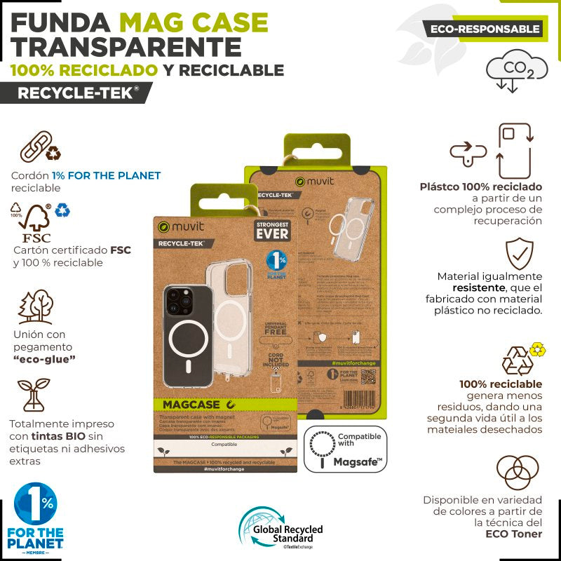 Funda Muvit for Change recycletek Magsafe para Apple iPhone 15 Plus