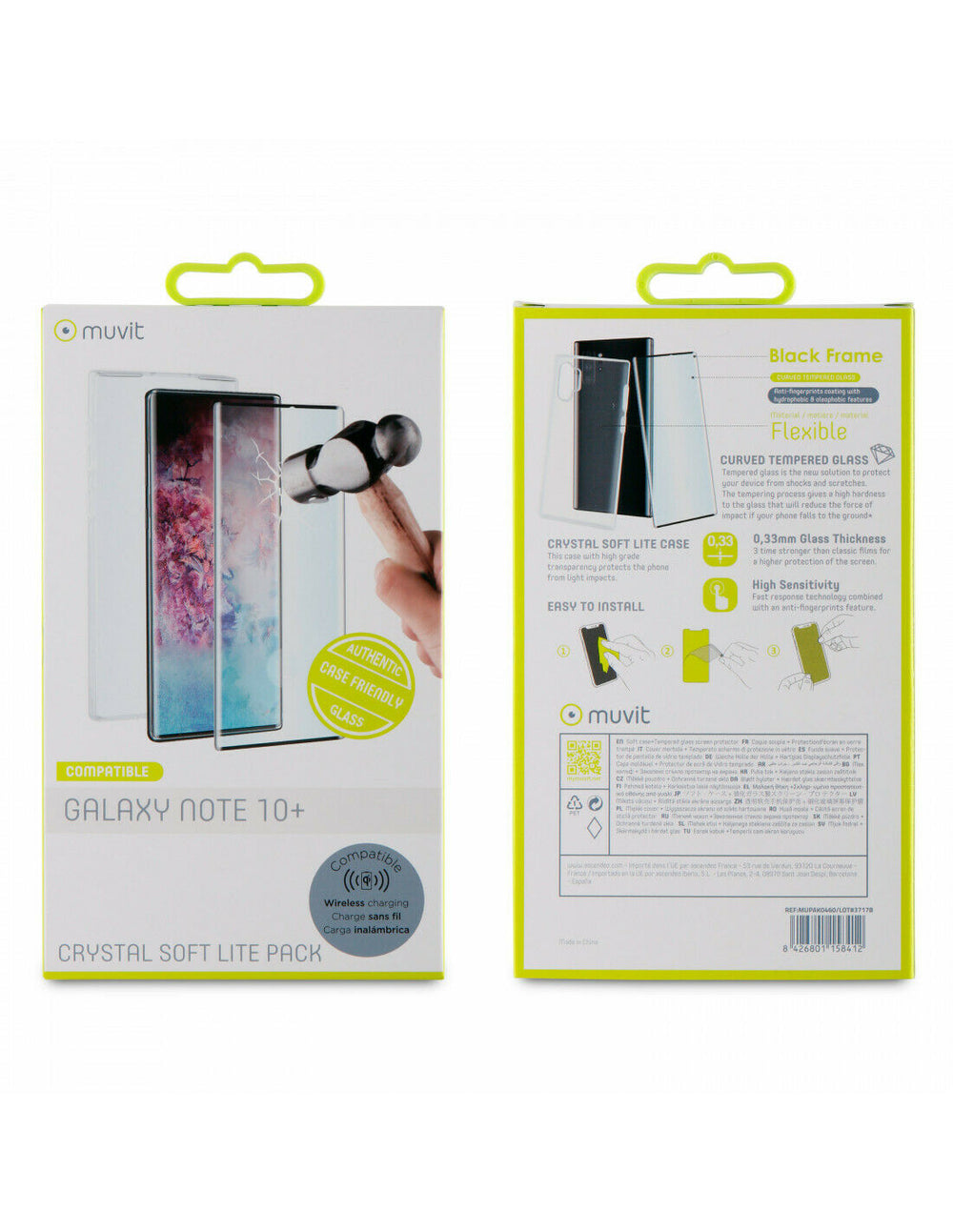 Pack Muvit Samsung Note 10+/10+5G funda Cristal Soft Lite transparente+protector