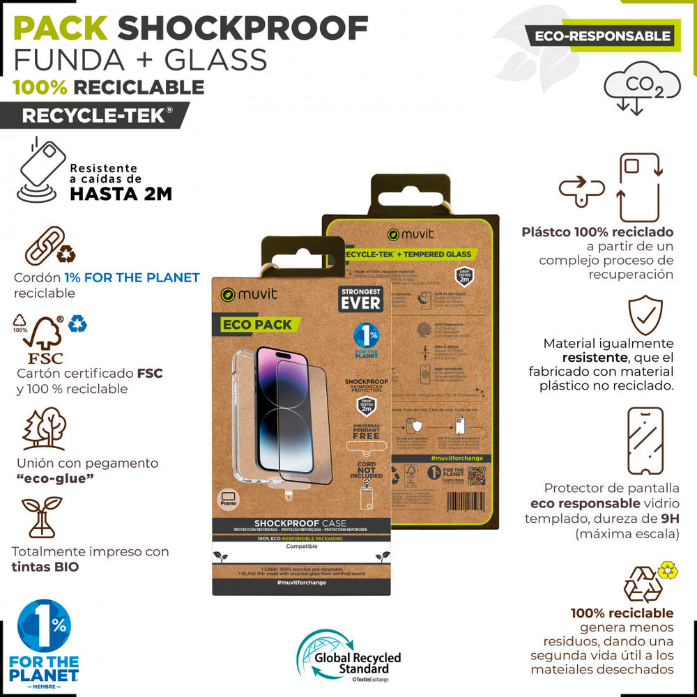 Funda Muvit for Change Shockproof 2m para Apple iPhone 15 Pro MAX + Protector