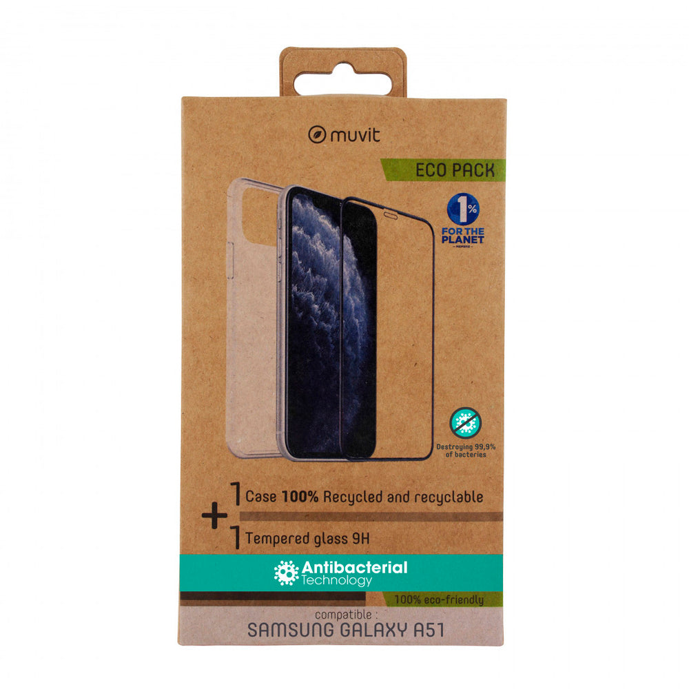Pack Muvit for Change para Samsung Galaxy A51 funda Cristal Soft + protector