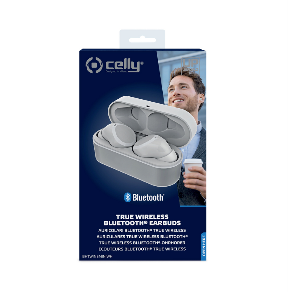 Auriculares inalámbricos con micro Celly BhTwins Mini color blanco Usado.