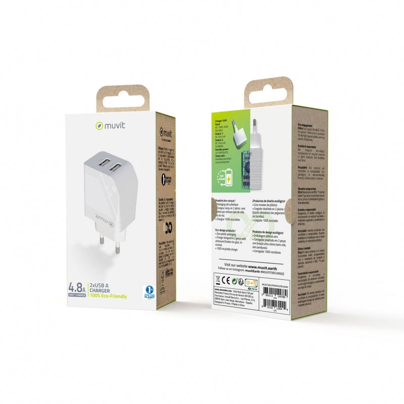 Muvit for change Transformador 2 USB 4.8A 24W (NUEVO)