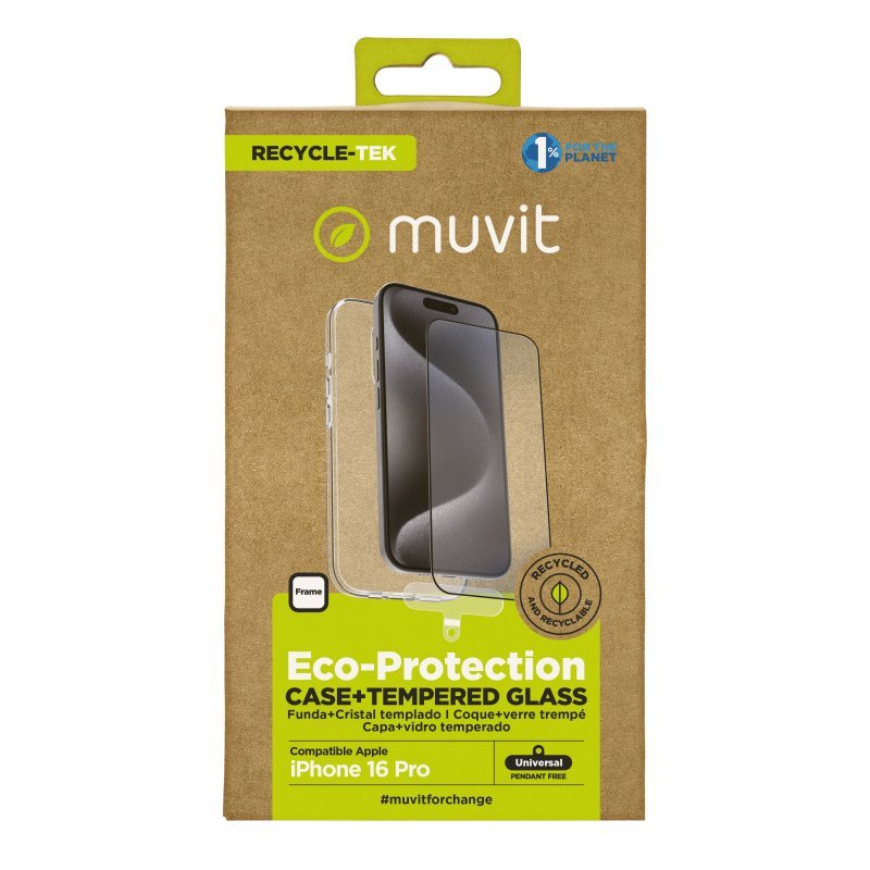Funda Muvit for Change para Apple Iphone 16 Pro Protector Pantalla Vidrio