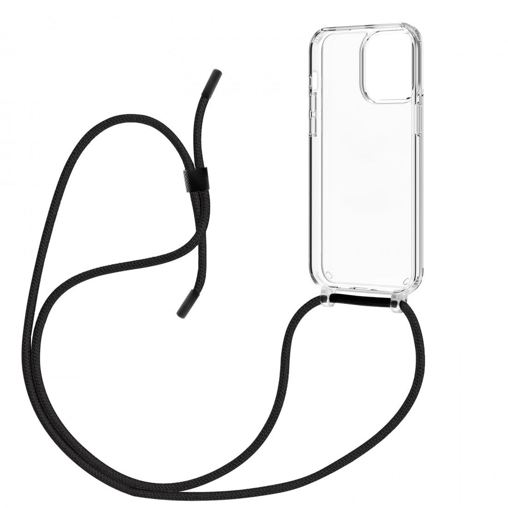 Funda Muvit recycletek para Apple iPhone 15 Pro transparente con colgante negro