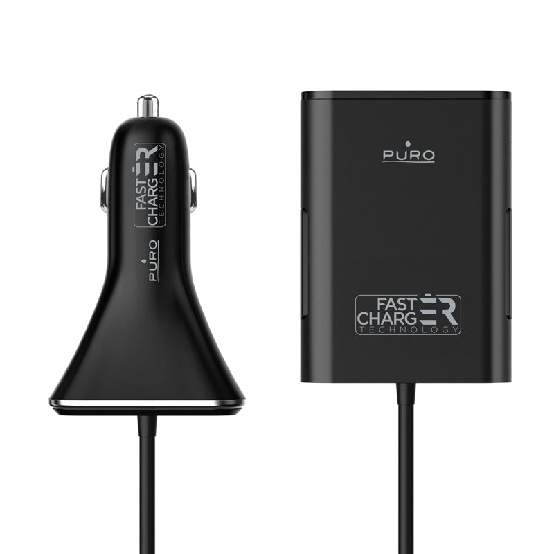 Cargador Coche/Camión 12/24v PURO 2 USB+2 USB 6,8Amp 1,8m Fast Charger 34W