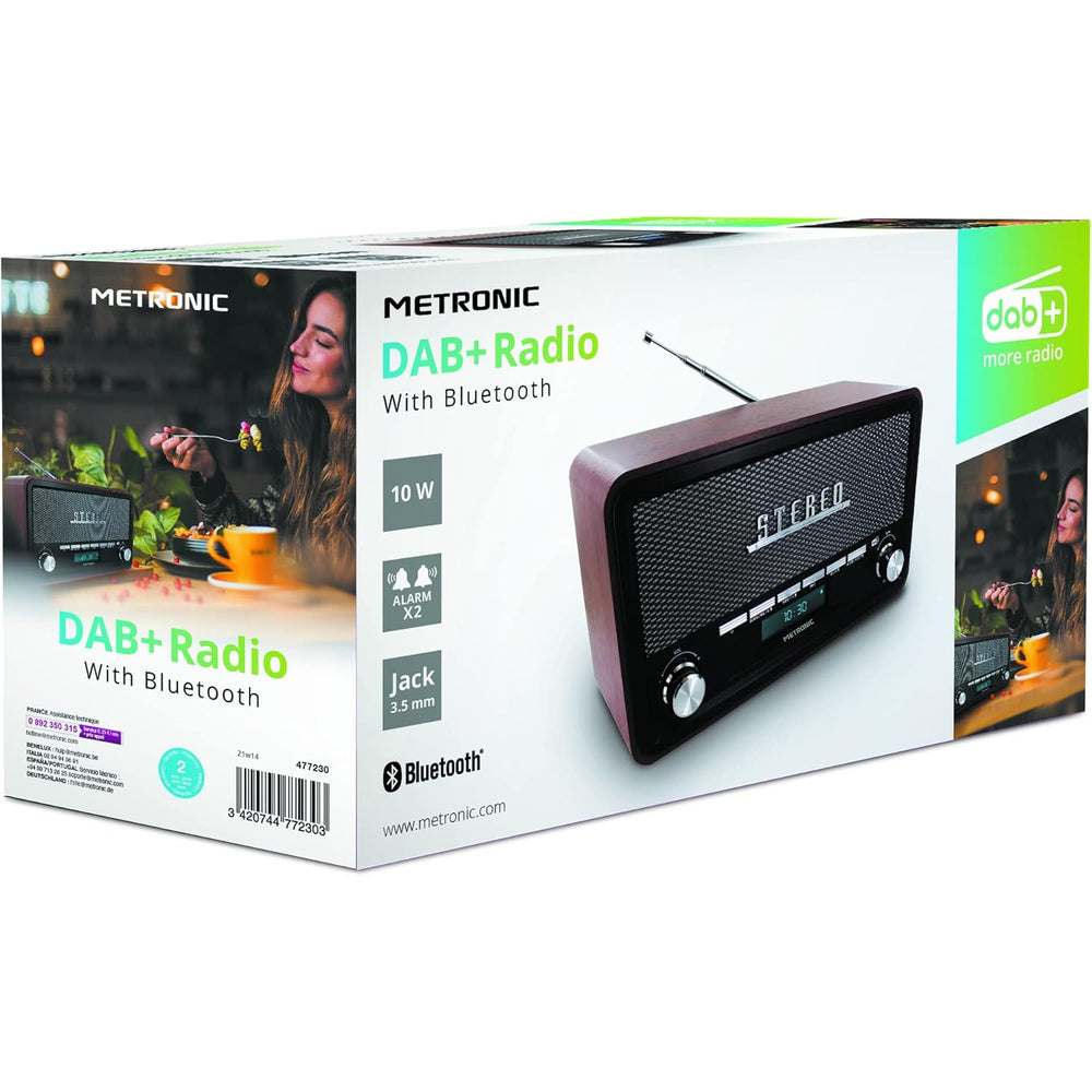 Radio Digital Vintage Metronic 477230 Bluetooth, Dab+ y FM RDS Entrada de Audio