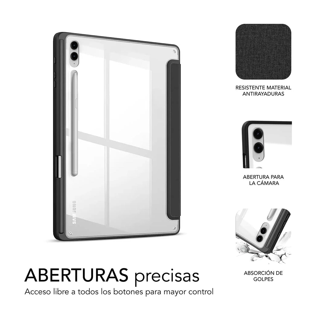 Funda Subblim Clear Shock Case Negra para Samsung Galaxy Tab S9+/S9 FE+ 12,4″