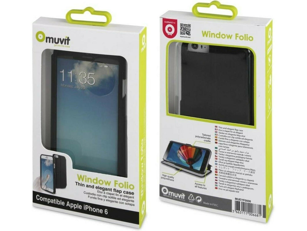 Funda Muvit Eye Folio con ventana completa para Apple iPhone 6 negro.