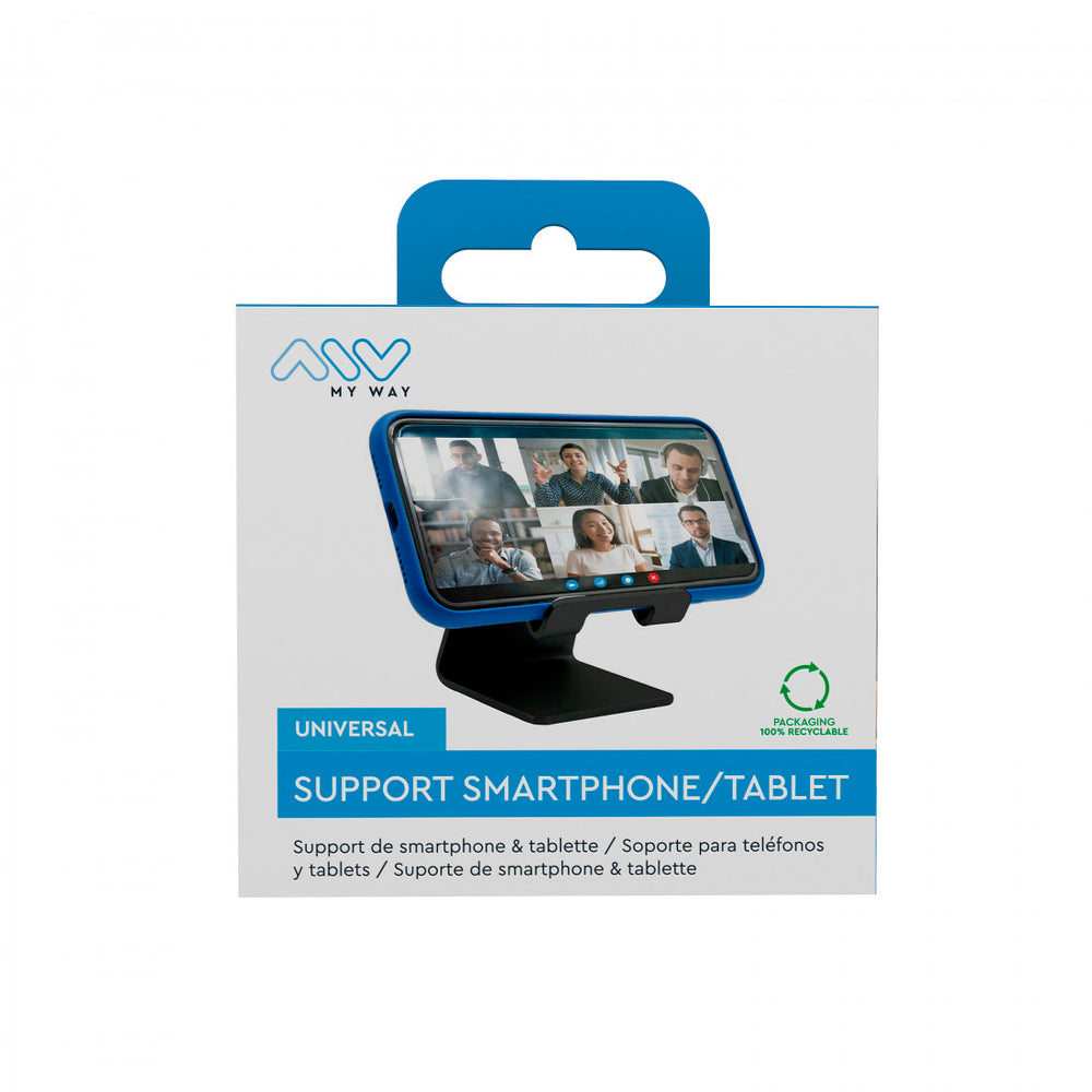 Myway soporte sobremesa compatible con smartphones y tablets negro