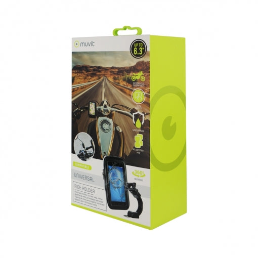 Soporte Moto Universal Muvit espejo retrovisor+funda acceso a pantalla