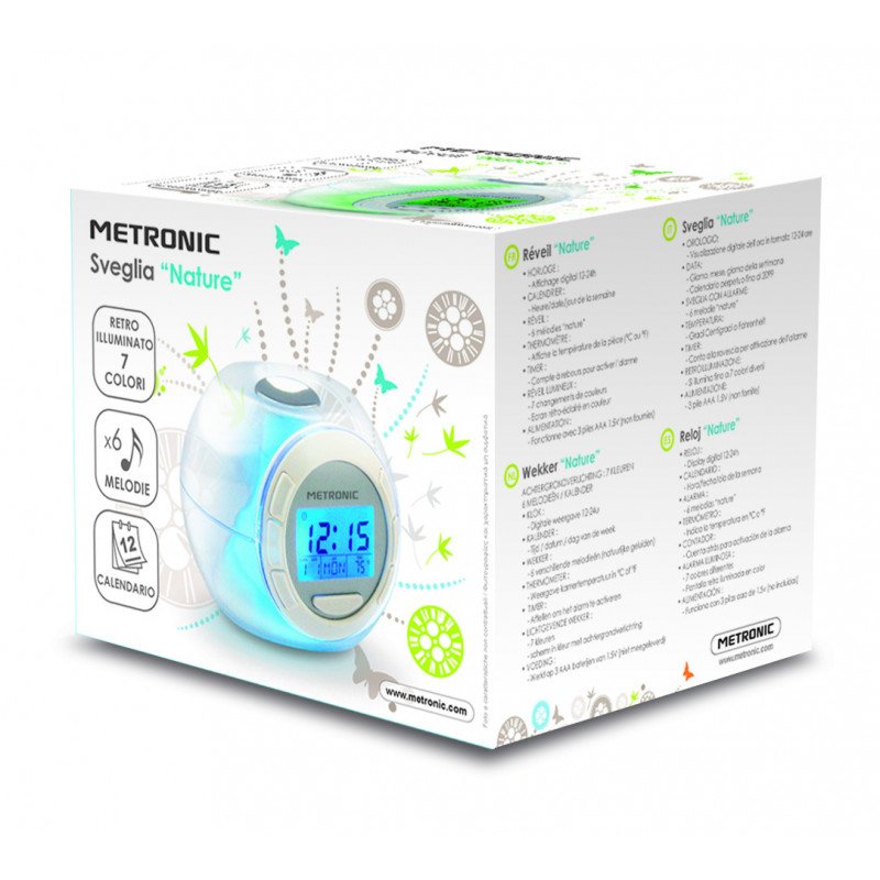 Despertador luminoso Metronic 477007 con sonidos inspirados en la naturaleza