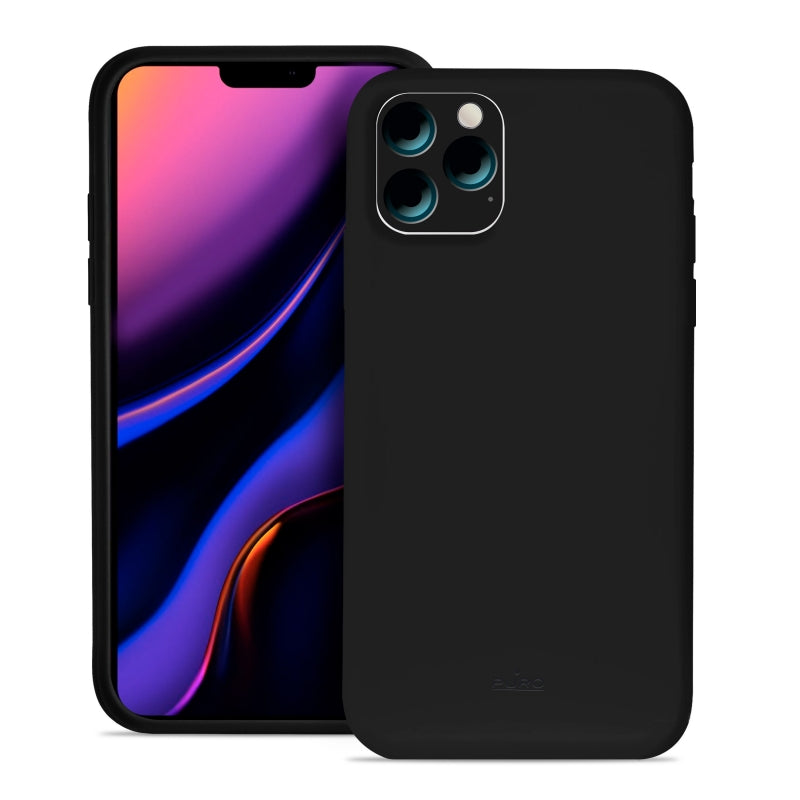 Funda Puro silicona con microfibra para Apple iPhone 11 Pro Max icon negra