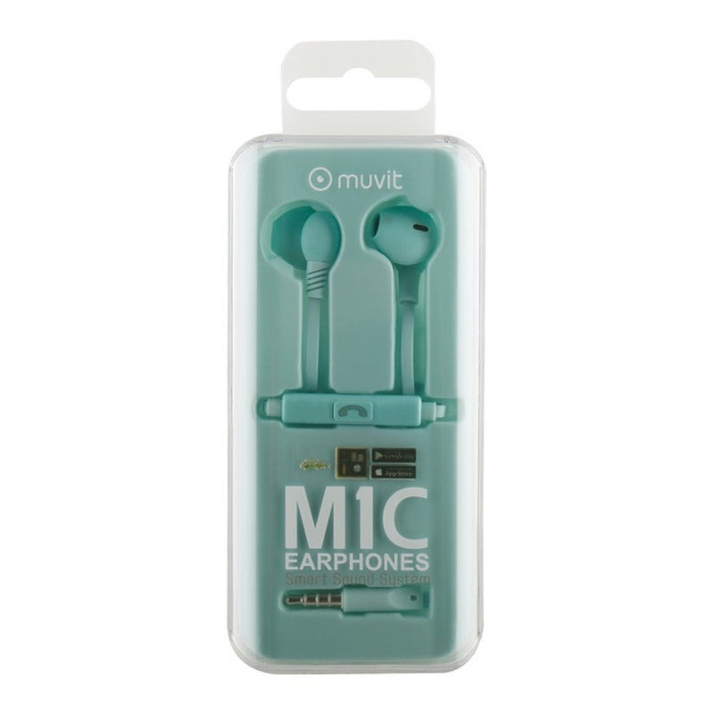 Auriculares Muvit M1C estéreo 3.5mm turquesa.