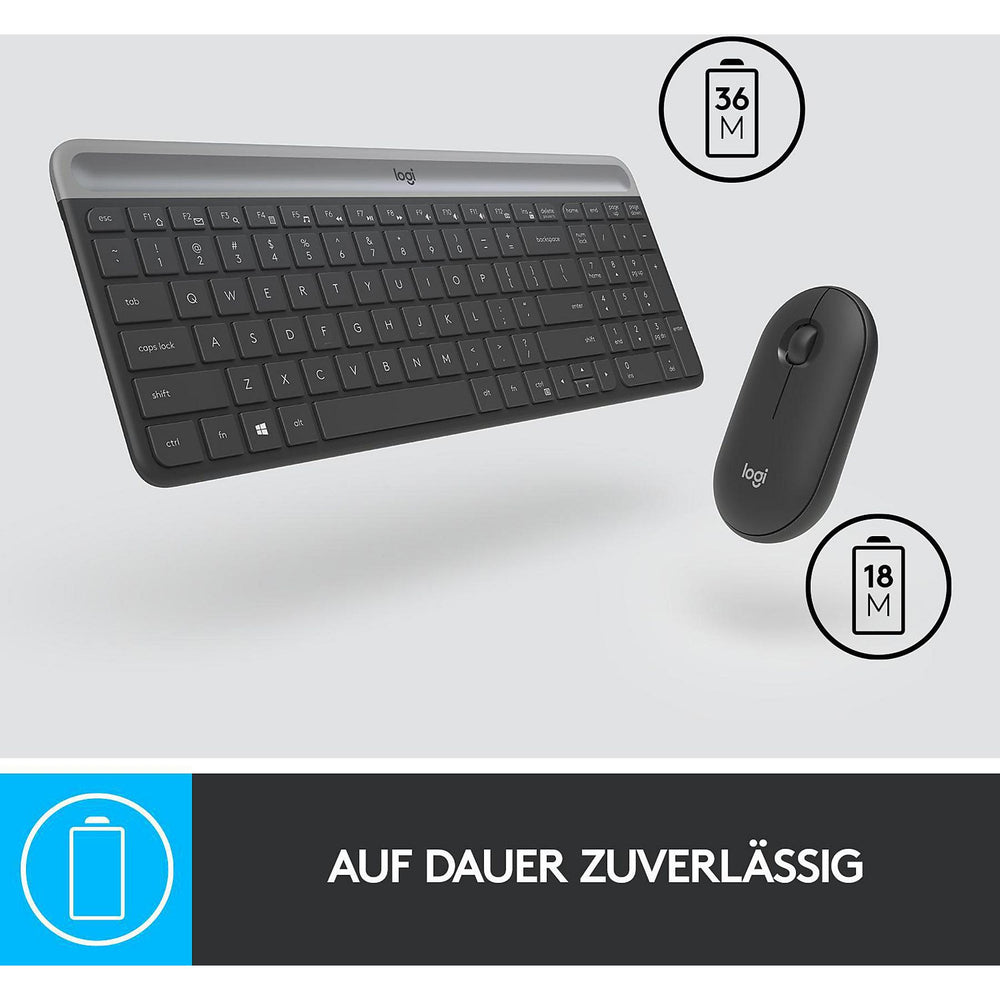 Logitech Wireless Slim Combo MK470 Teclado+Ratón color Grafito **En Alemán**