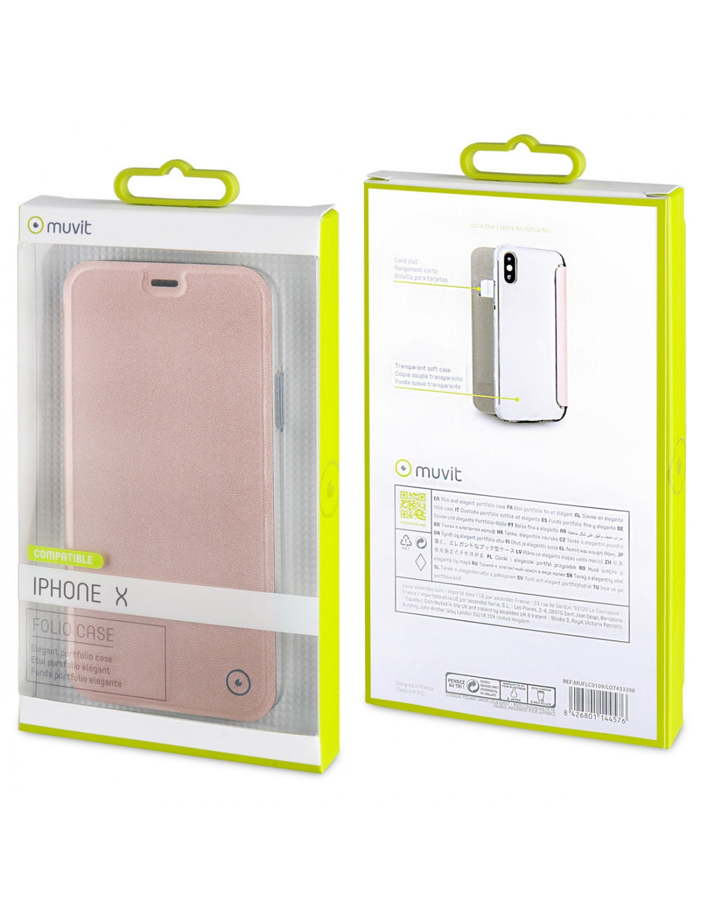 Funda Folio Muvit para Apple iPhone Xs/X oro rosa.