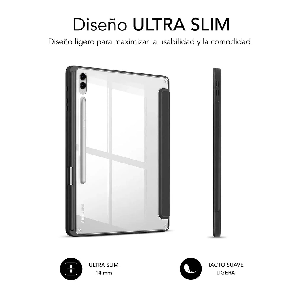 Funda Subblim Clear Shock Case Negra para Samsung Galaxy Tab S9+/S9 FE+ 12,4″