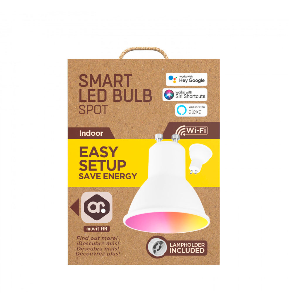 Bombilla inteligente muvit iO GU10/5.5W/400lm RGB+Blancos D50*H56 +portalámparas