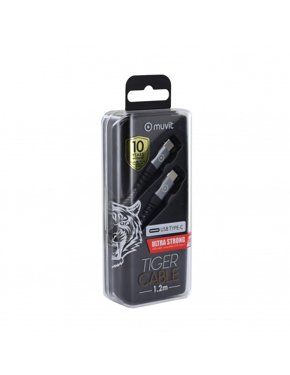 Cable Muvit Tiger USB Tipo C a Tipo C 2.0 3A 1.2m gris (NUEVO)
