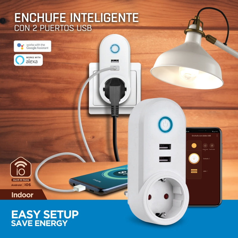 Enchufe inteligente Muvit Wifi con 2 USB (NUEVO)