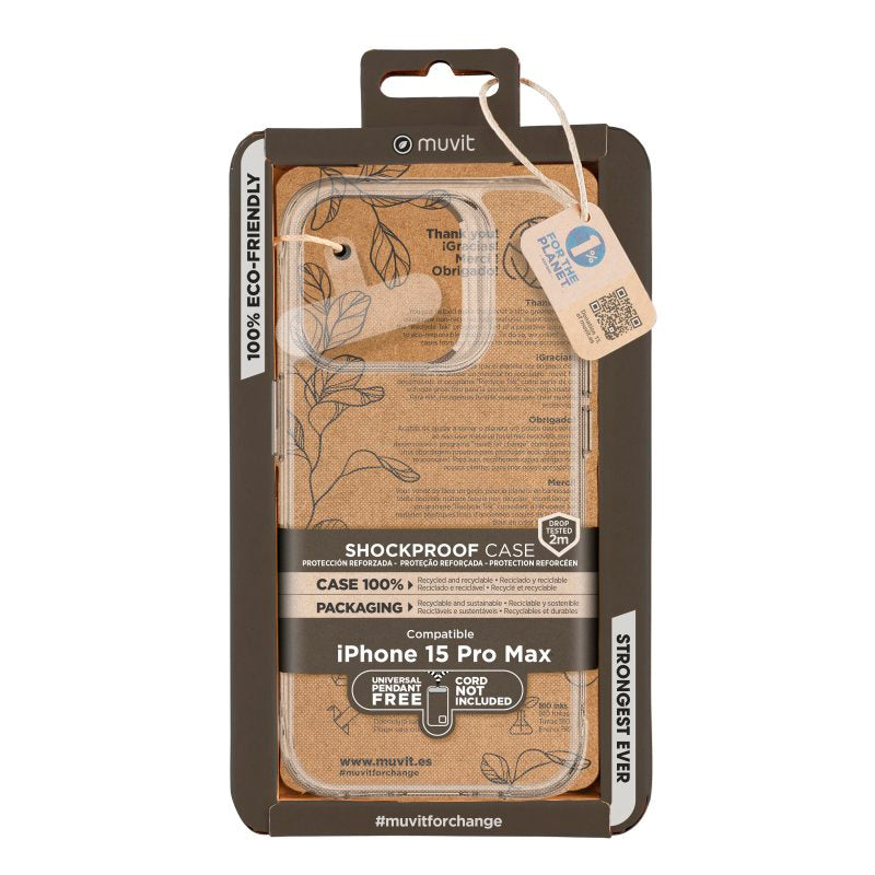 Funda Muvit for Change Shockproof 2m Transparente para Apple iPhone 15 Pro Max