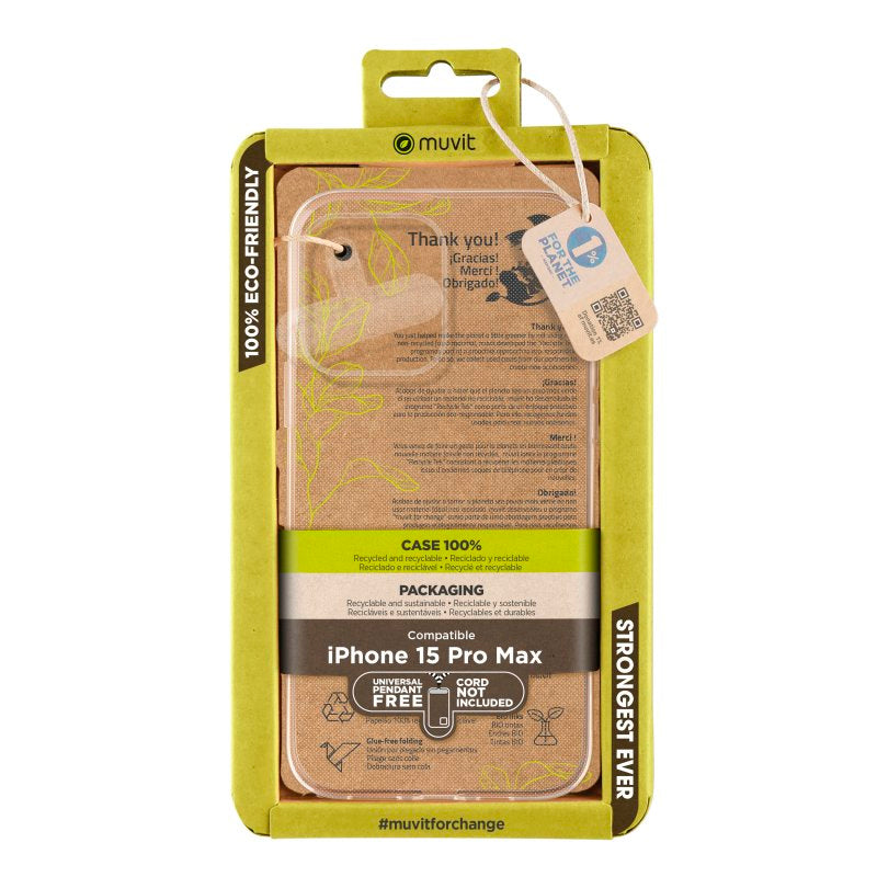Funda Muvit for Change para Apple iPhone 15 Pro Max recycletek transparente