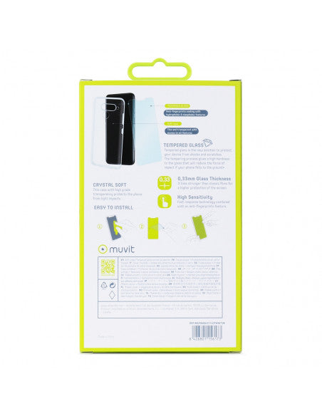 Pack Muvit Cristal Soft para LG V50 transparente+Protector vidrio templado plano