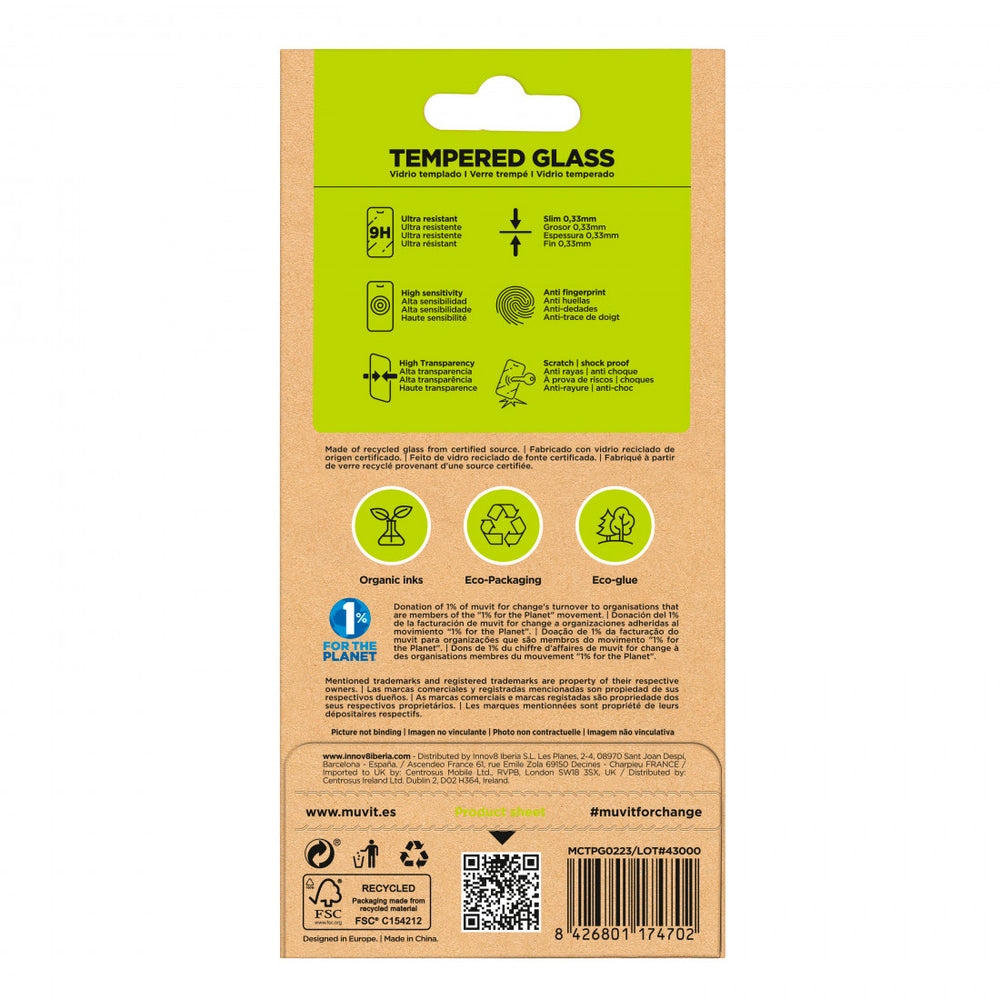 Protector pantalla Muvit for Change recycletek para Xiaomi Redmi Note 13 Pro+ 5G