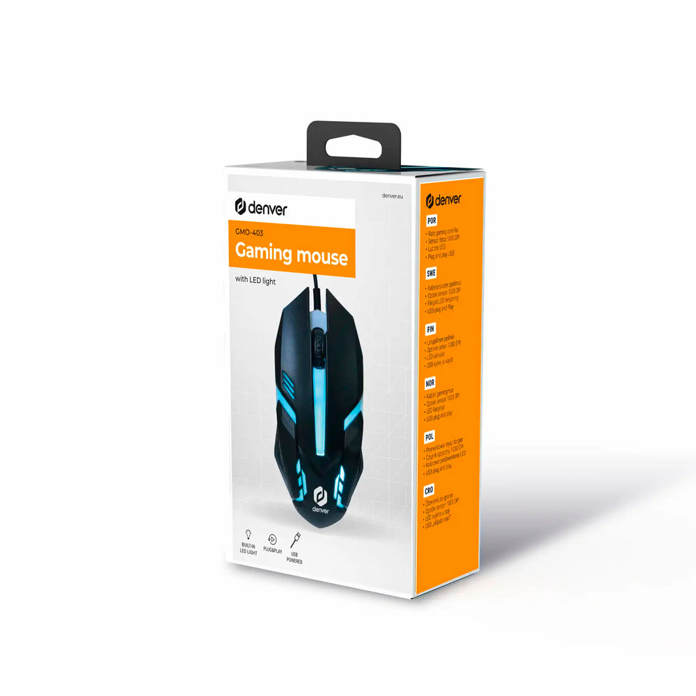 Ratón Gaming Denver GMO-403 1000ppp negro