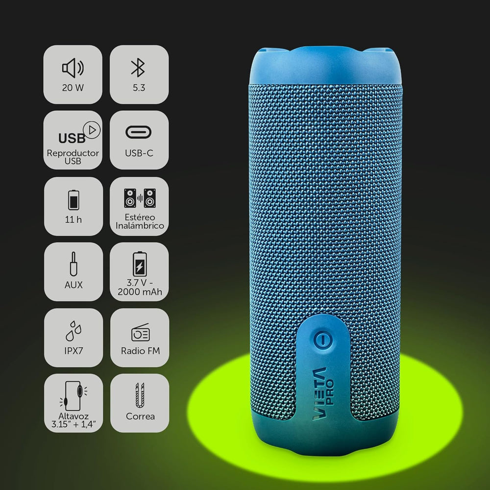 Altavoz inalámbrico Vieta Pro Star 40 W Bluetooth 5.3 IPX 7 Radio FM Azul Usado