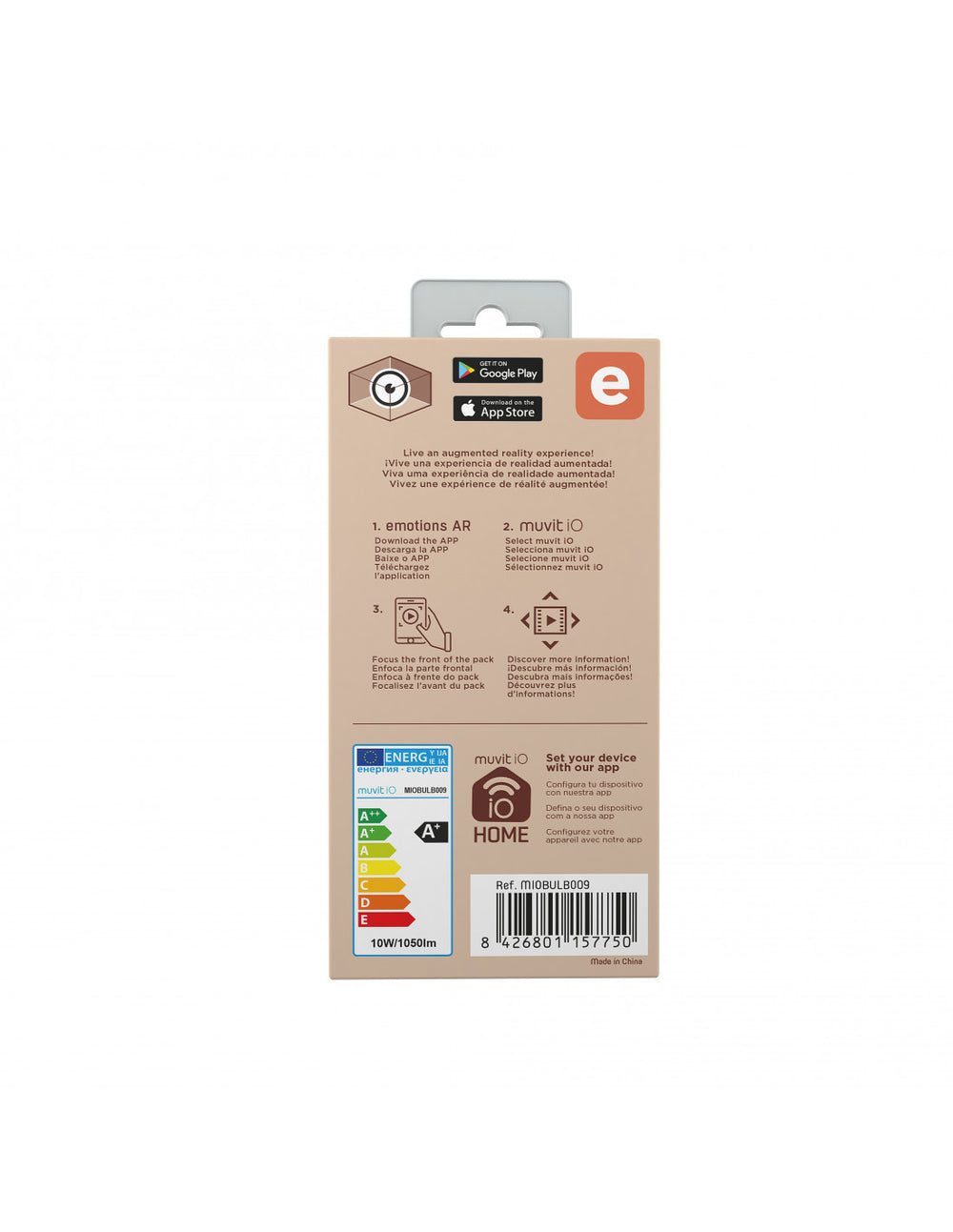 Bombilla inteligente Muvit A70 E27/10W/1050lm RGB+Blancos D70*H130 Usado